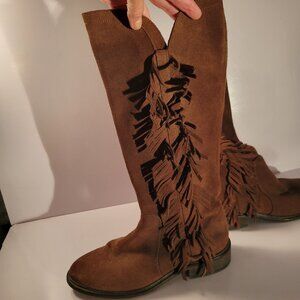 Mirabelle brown suede fringe boots